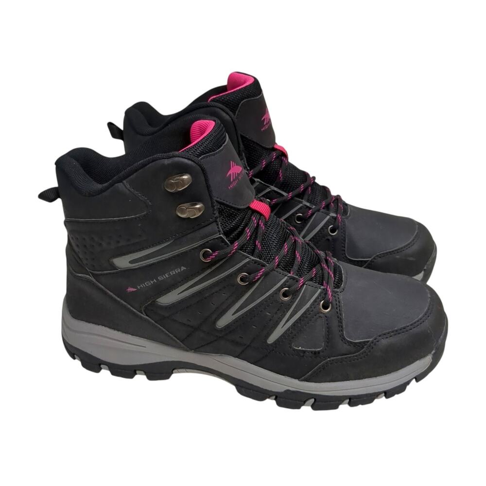 High Sierra Waterproof Hiking Boots Womens Size 11 Black Gray Pink Mid